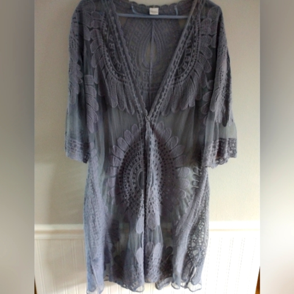 Sheer long open tunic